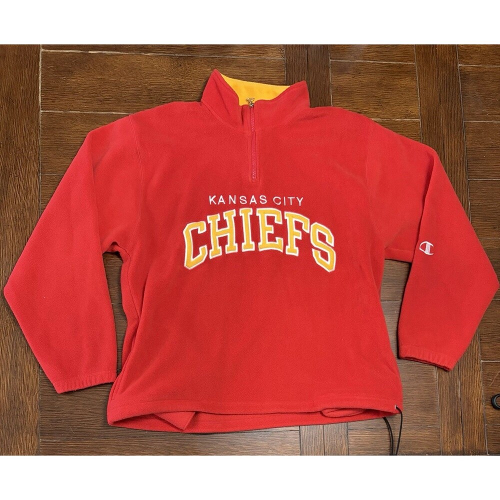 Vintage 90s Kansas City Chiefs Men’s Size XL Champion Red Fleece Jacket